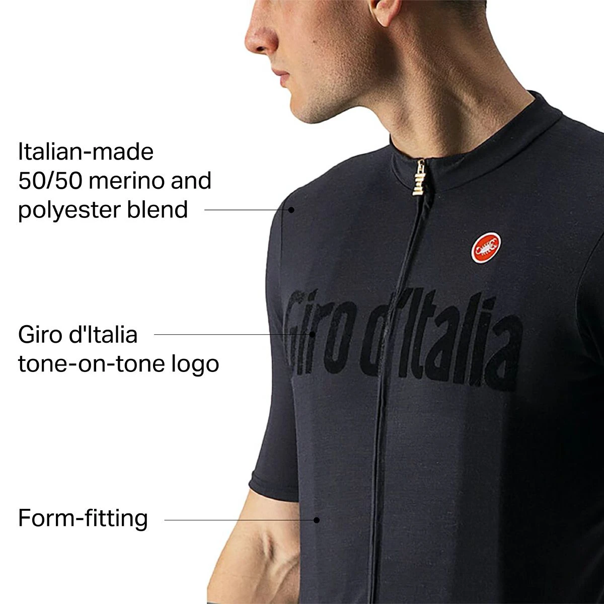 Castelli #GIRO104 Heritage Maglia Nera Jersey Men's 4 Castelli #GIRO104 Heritage Maglia Nera Jersey Men's - Image 2